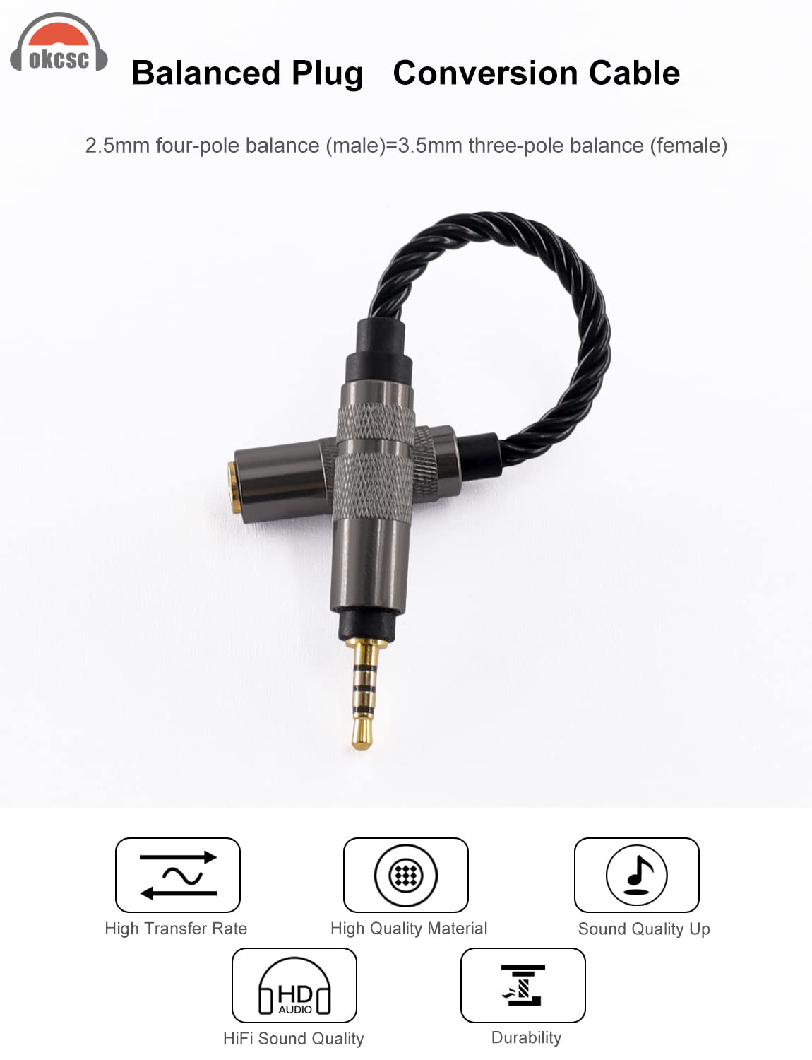 OKCSC nylon-woven cable resists wear while staying flexible.
