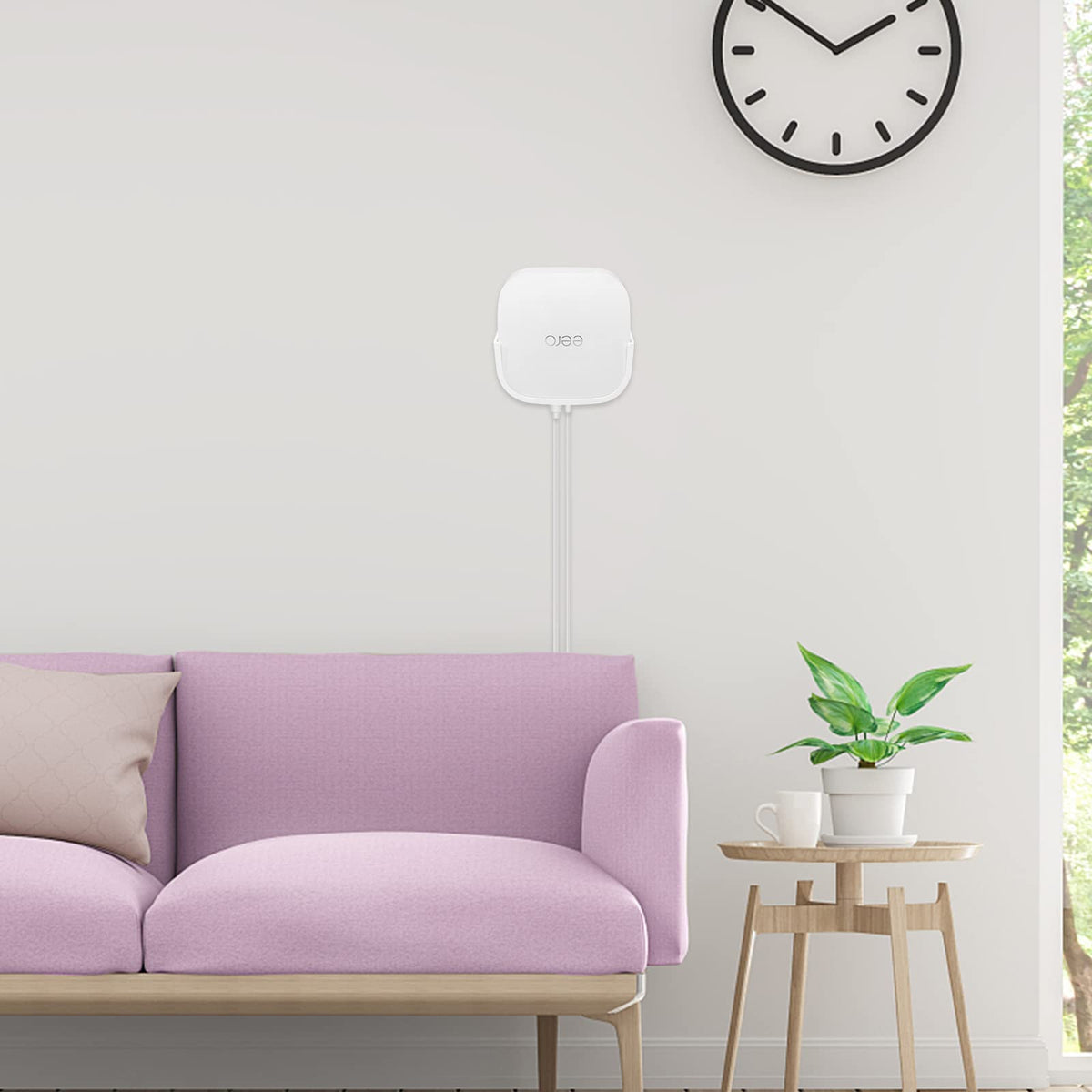 OkeMeeo mounted eero Pro 6E beside ruler illustrating compact scale