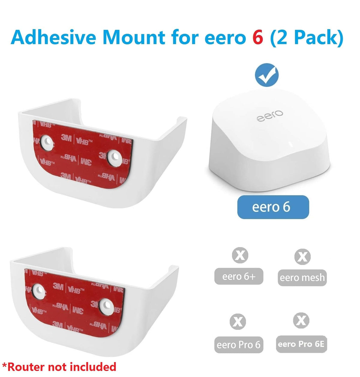 OkeMeeo eero 6 wall mount preserves wall surface with safe, strong bonding.