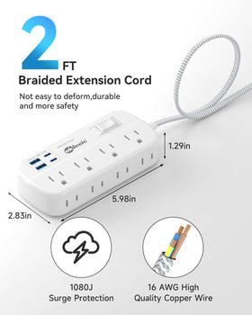 Okleeic 8-outlet power strip with 4 USB ports keeps multiple devices charged