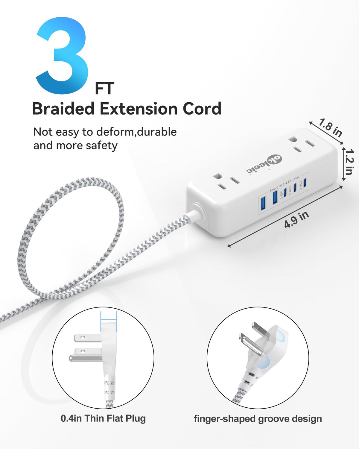 Okleeic cruise-approved power strip with no surge protection for ships.