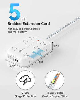 okleeic flat plug tucked behind furniture, low-profile placement benefit
