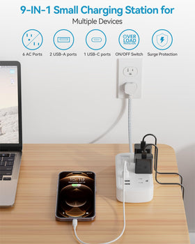 Okleeic flat plug low-profile design fits behind furniture.