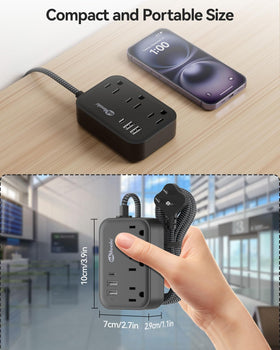 okleeic flat plug power strip with no surge protection for cruise and dorm use