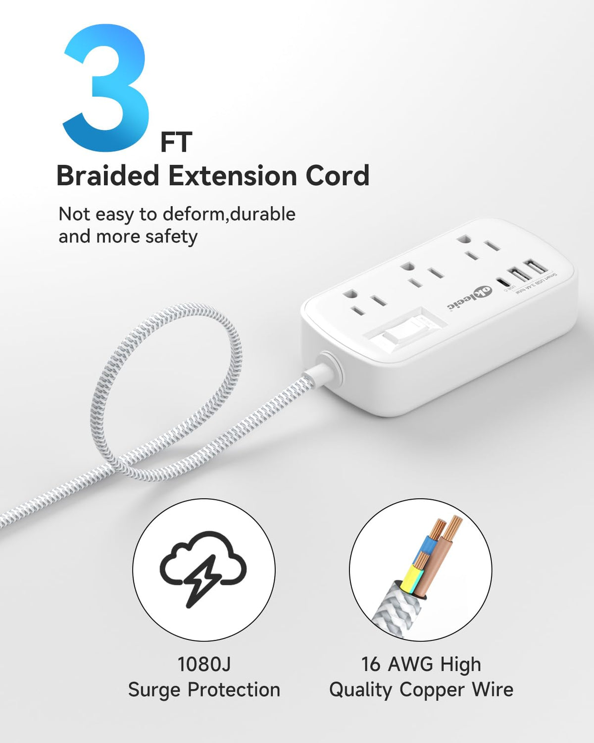 Okleeic flat plug ultra-thin sits flush behind furniture for a neat look.