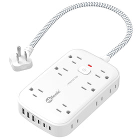 okleeic front view showing all 12 AC sockets and 6 USB ports for more charging