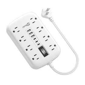 okleeic front view of power strip showing outlets and USB ports for organized charging