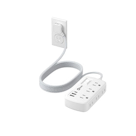 okleeic front view of power strip showing six outlets and three USB ports for organized charging