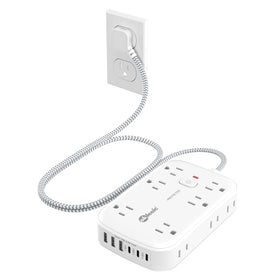 okleeic front view showing 12 outlets and USB ports for convenient charging
