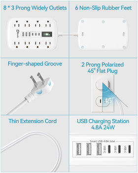 okleeic powering laptop, phone and lamp on a desk for organized charging