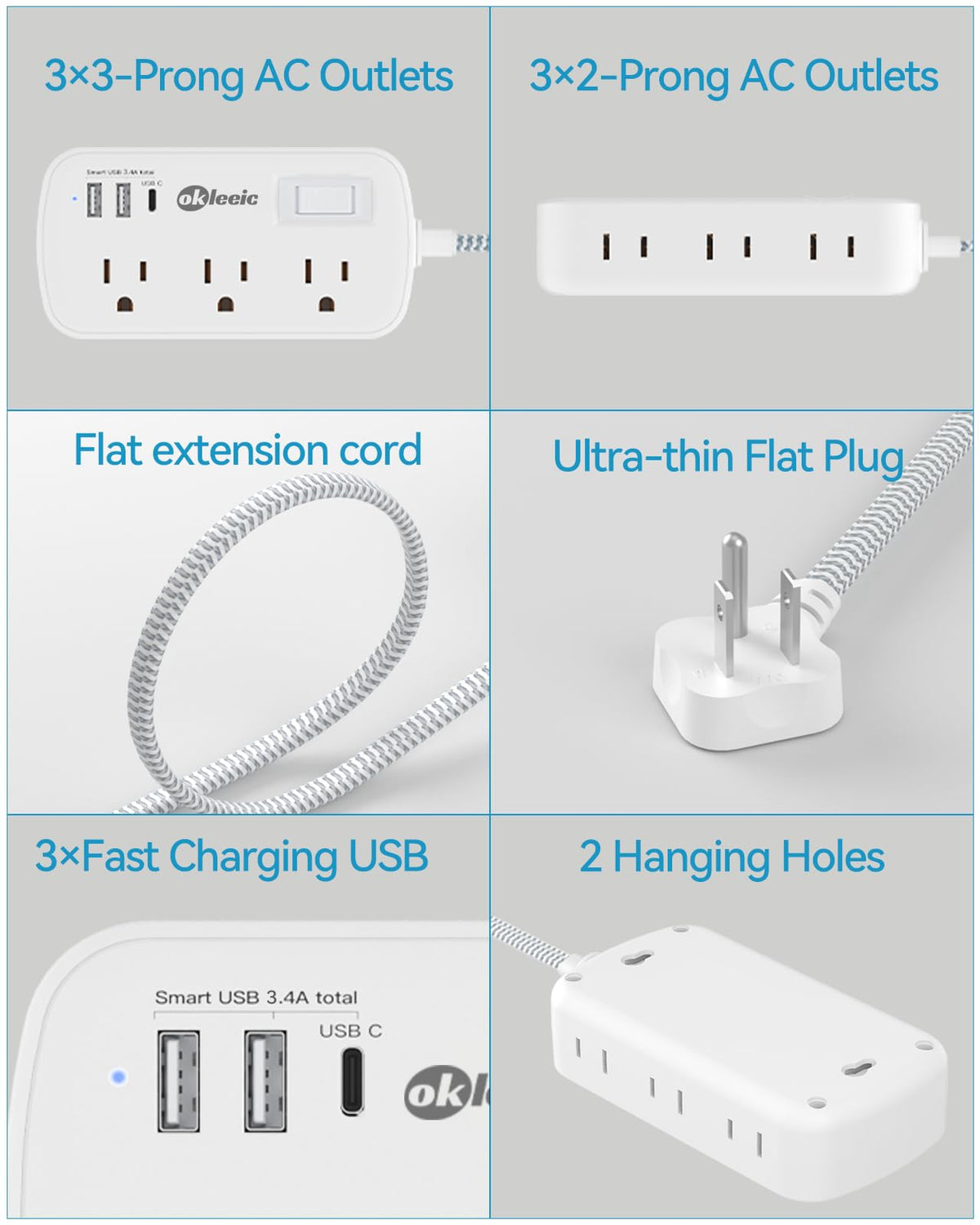 okleeic in a home office scene powering laptop, lamp and phone for everyday convenience