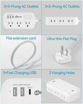okleeic in a home office scene powering laptop, lamp and phone for everyday convenience