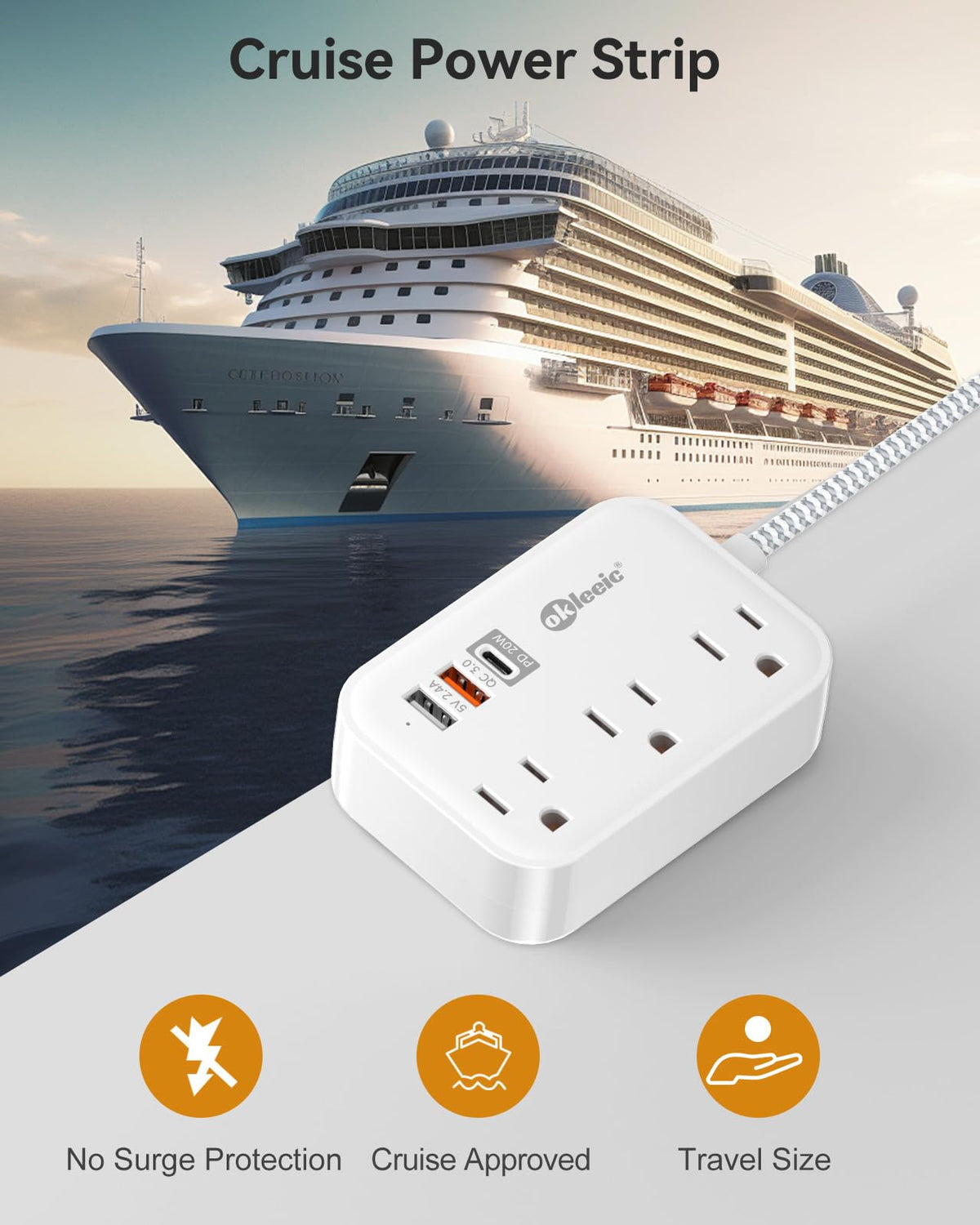 Okleeic PD20W 6-in-1 desktop strip powering work essentials at once.