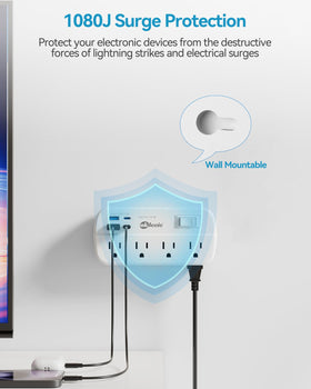 Okleeic power strip with built-in switch and overload protection for reliability.