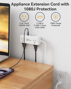 Okleeic power strip with five USB ports for fast charging