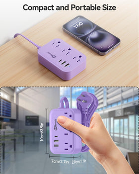 Okleeic purple kawaii desk accessory power strip adds charm while charging