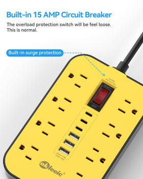 okleeic reset switch and circuit breaker label showing overload protection for devices.