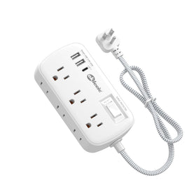 Okleeic short extension cord 2ft flat-plug front view shows clutter-free setup