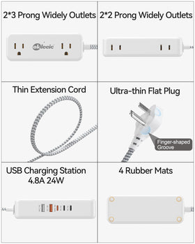 okleeic power strip beside smartphone to show compact size and portability