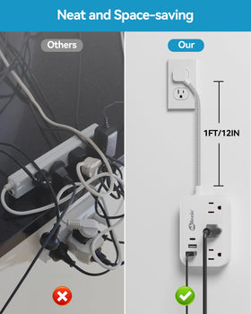 Okleeic three outlets and three USB ports for versatile charging