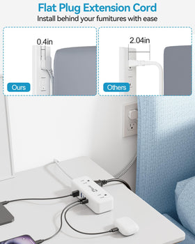 Okleeic two-sided outlet design reduces plug interference for bulky adapters.