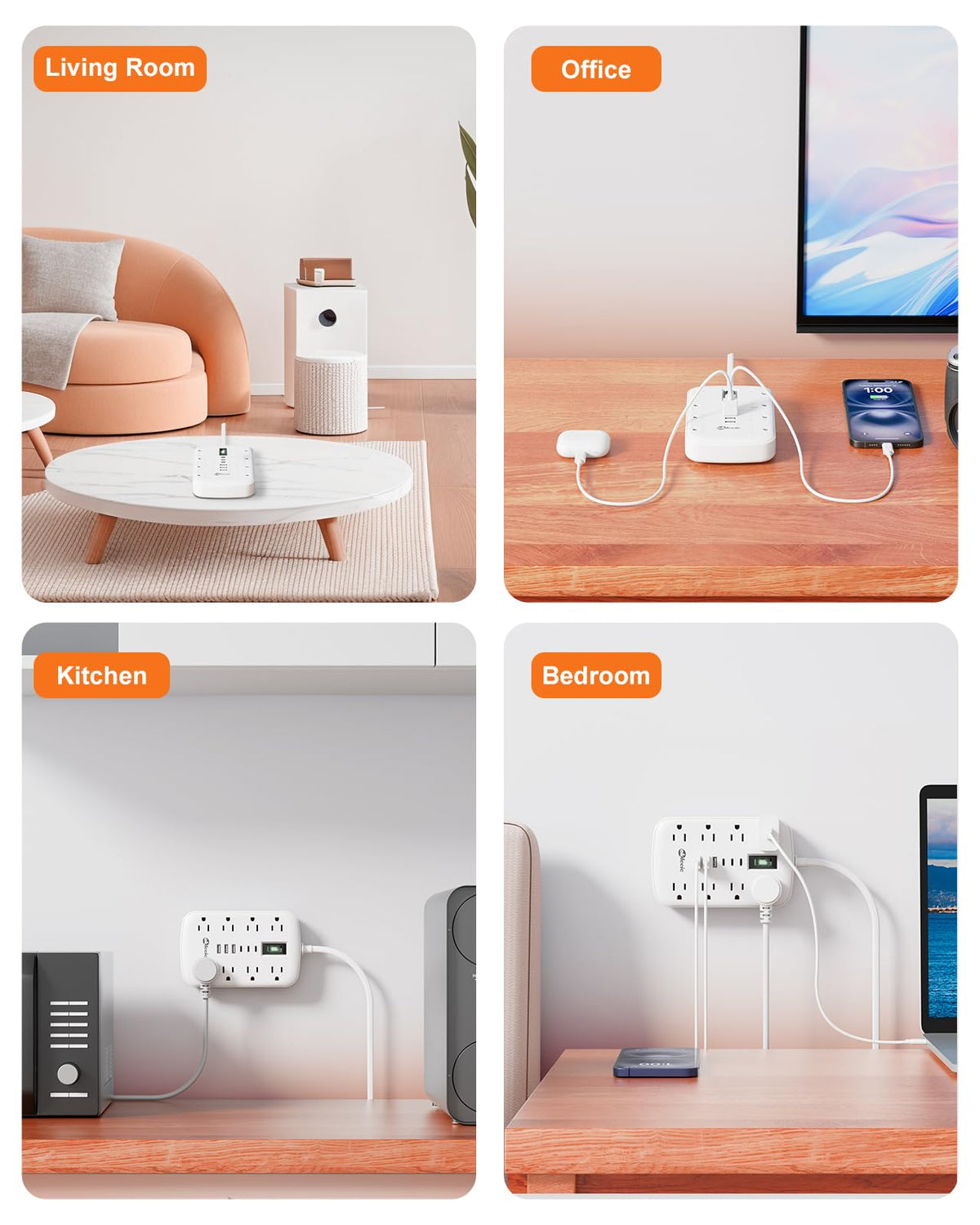 okleeic hidden behind sofa to illustrate low-profile space-saving benefit