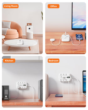 okleeic hidden behind sofa to illustrate low-profile space-saving benefit