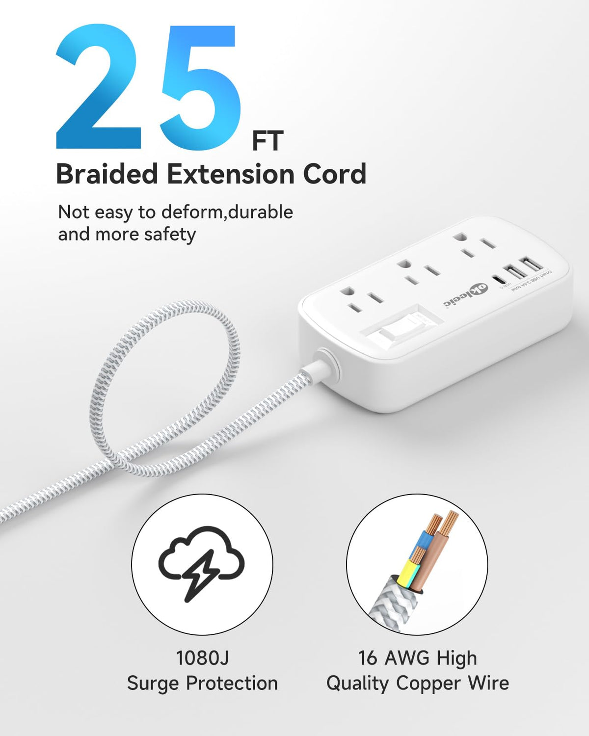 okleeic slim cord routed under desk for discreet power access and safety