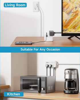 okleeic wall-mounted power strip saving floor space and organizing cables