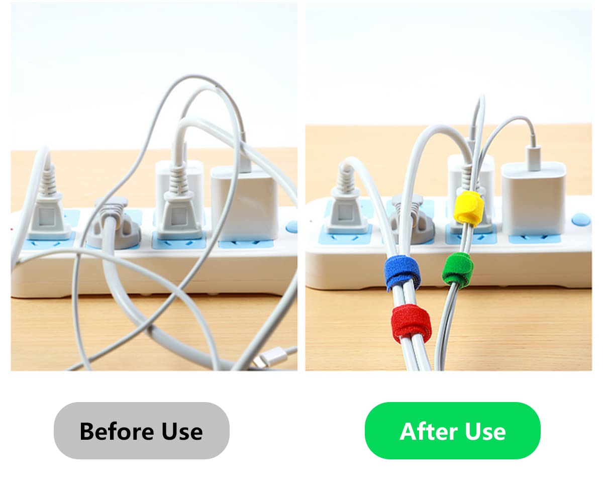 Oksdown in-use on desk bundling monitor and charger cables for neat workspace