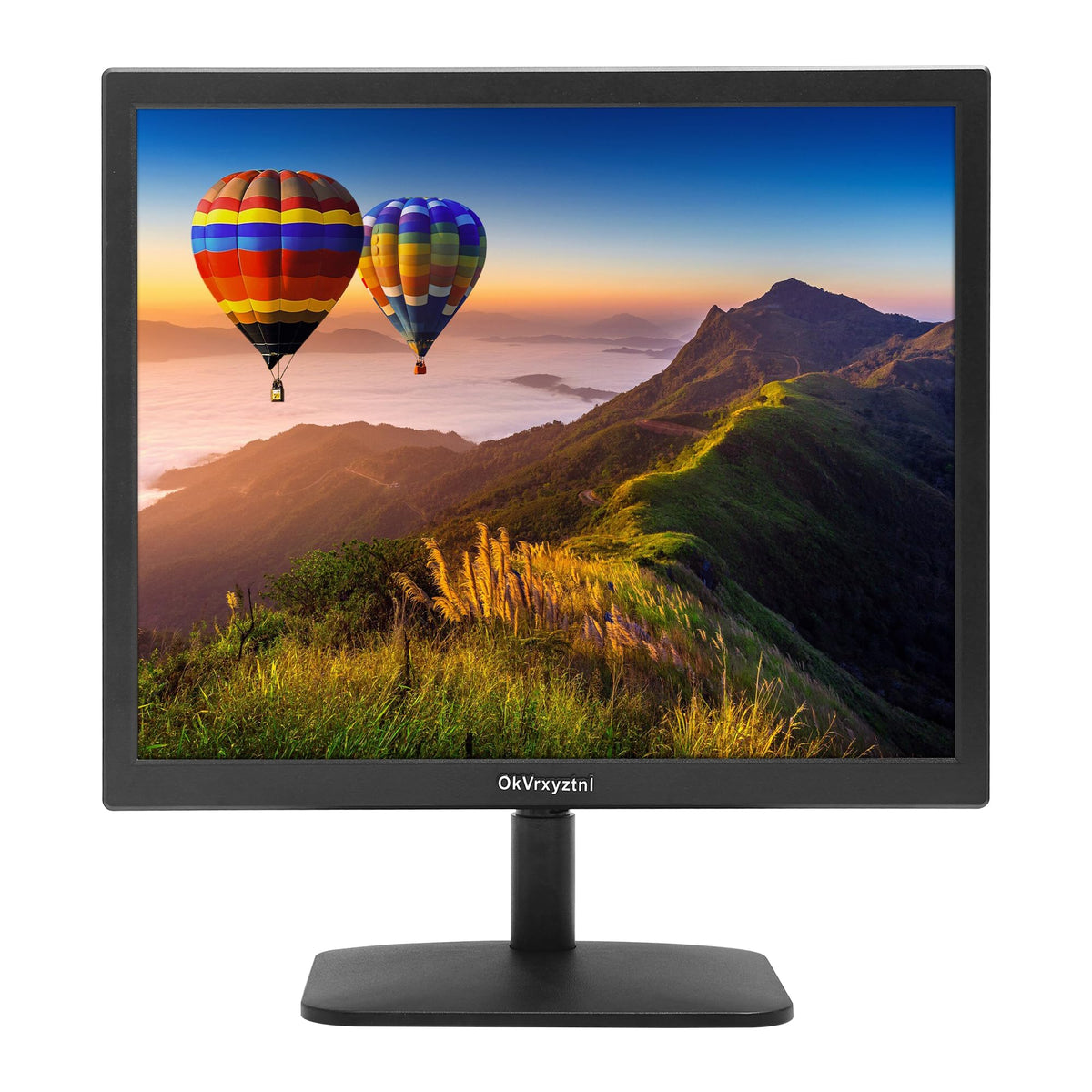 OkVrxyztnl 17-inch monitor front view for compact desk setup and readable UI.