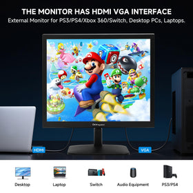 OkVrxyztnl monitor includes power cable HDMI and user manual for quick setup.