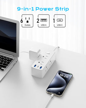 Olcorife european travel plug adapter back view with universal plugs for worldwide use.