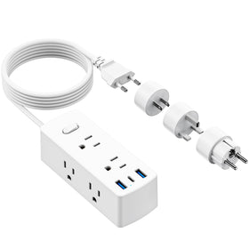 Olcorife european travel plug adapter front view showing six wide-spaced outlets.