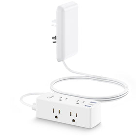 olcorife flat extension cord with outlet cover showing a sleek, discreet power panel in a tight space