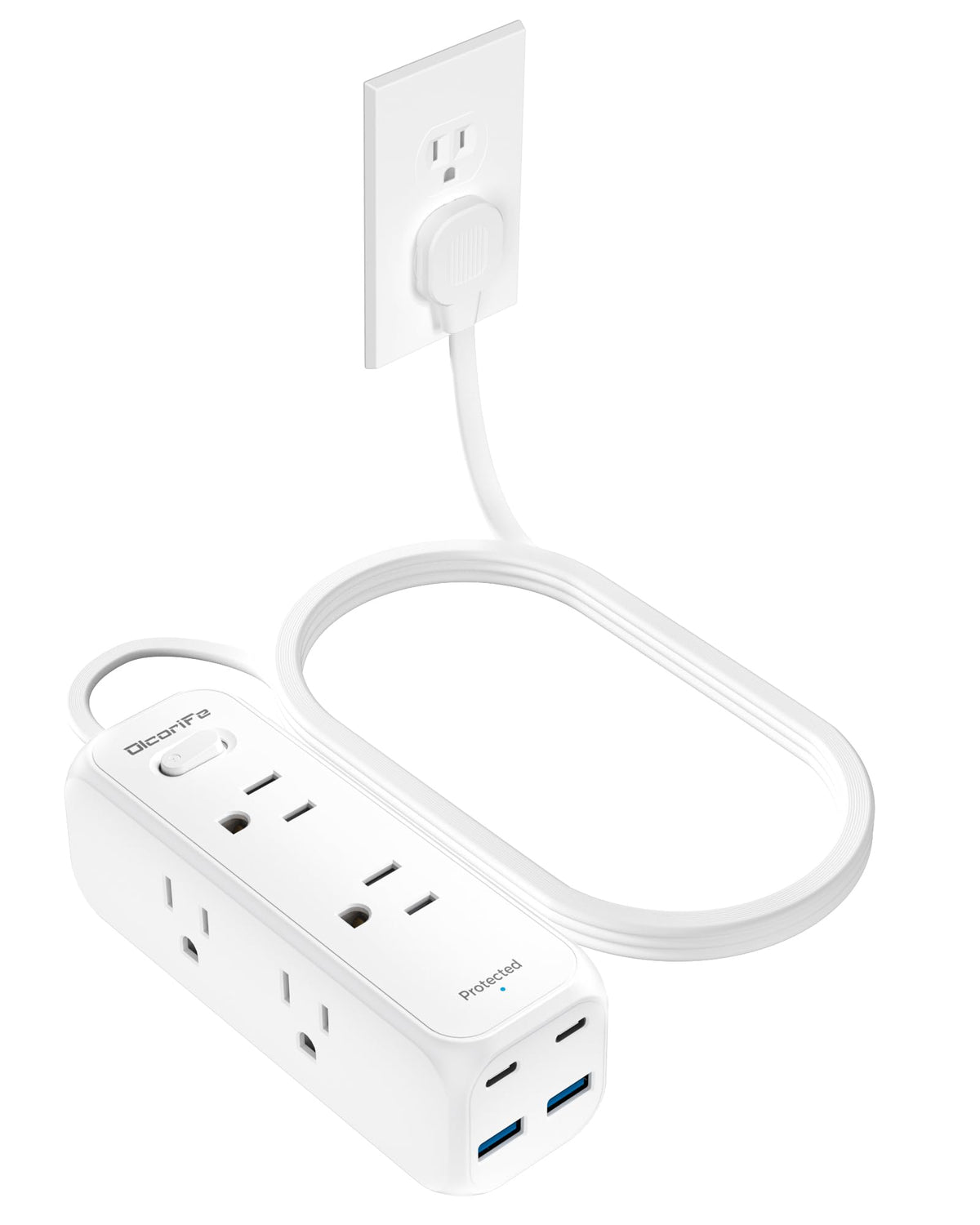 Olcorife flat plug power strip with ultra-thin design for space-saving setup