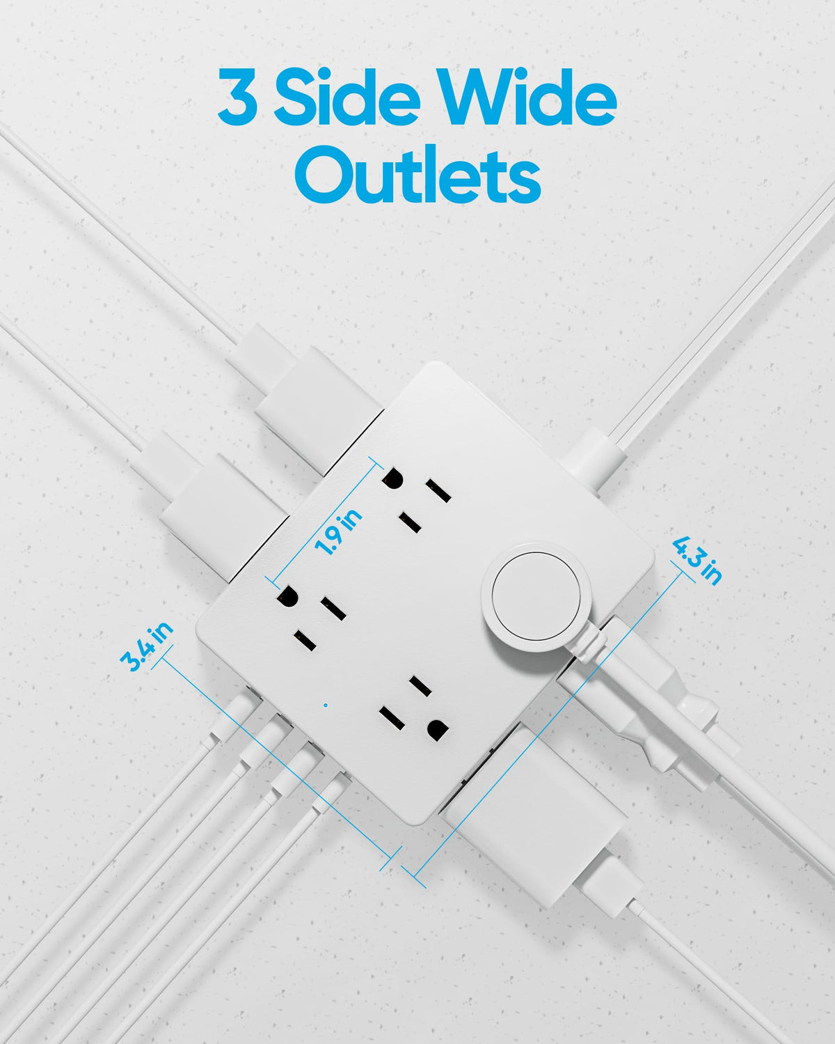 Olcorife power strip on desk showing organized device charging setup