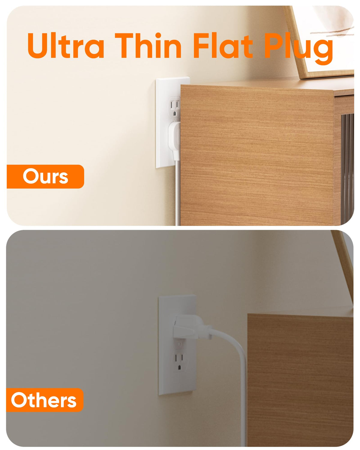 Olcorife flat plug side view highlights ultra-thin profile saving space