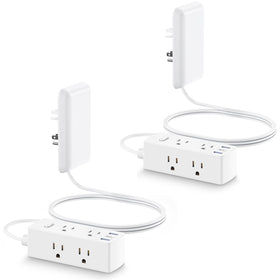 olcorife front view of power strip showing outlets and USB ports, neat charging