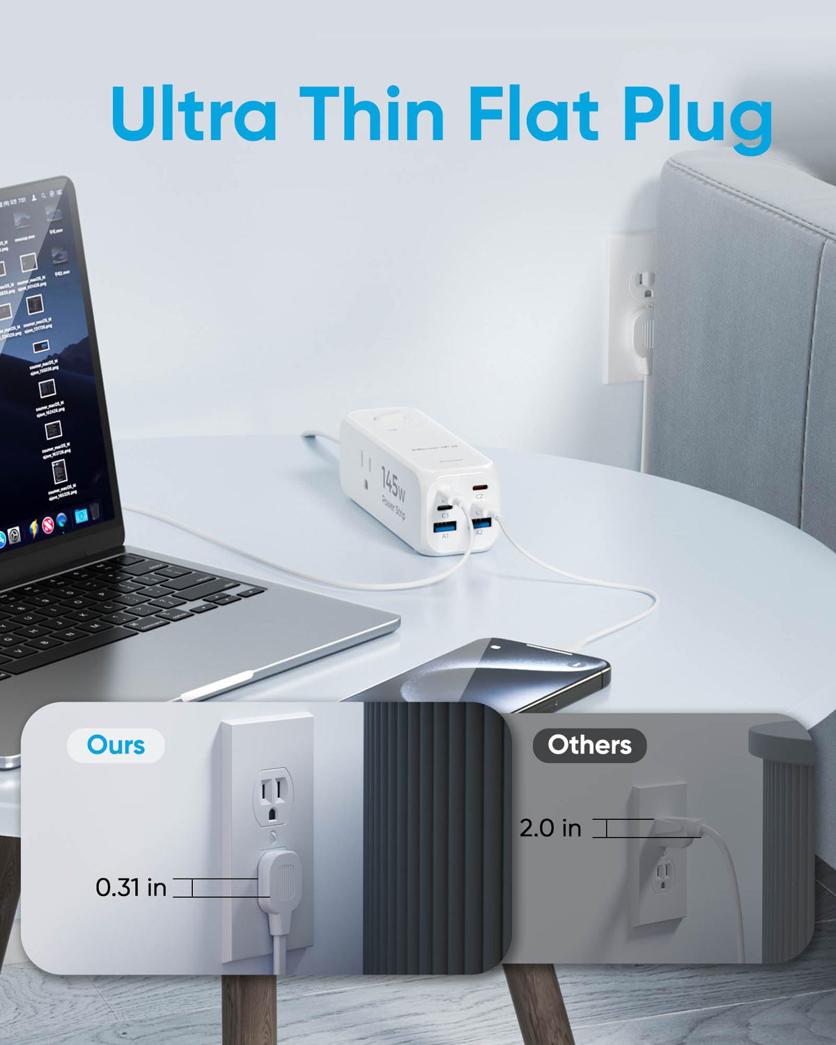 olcorife in-use on desk charging laptop and phone for organized workspace convenience