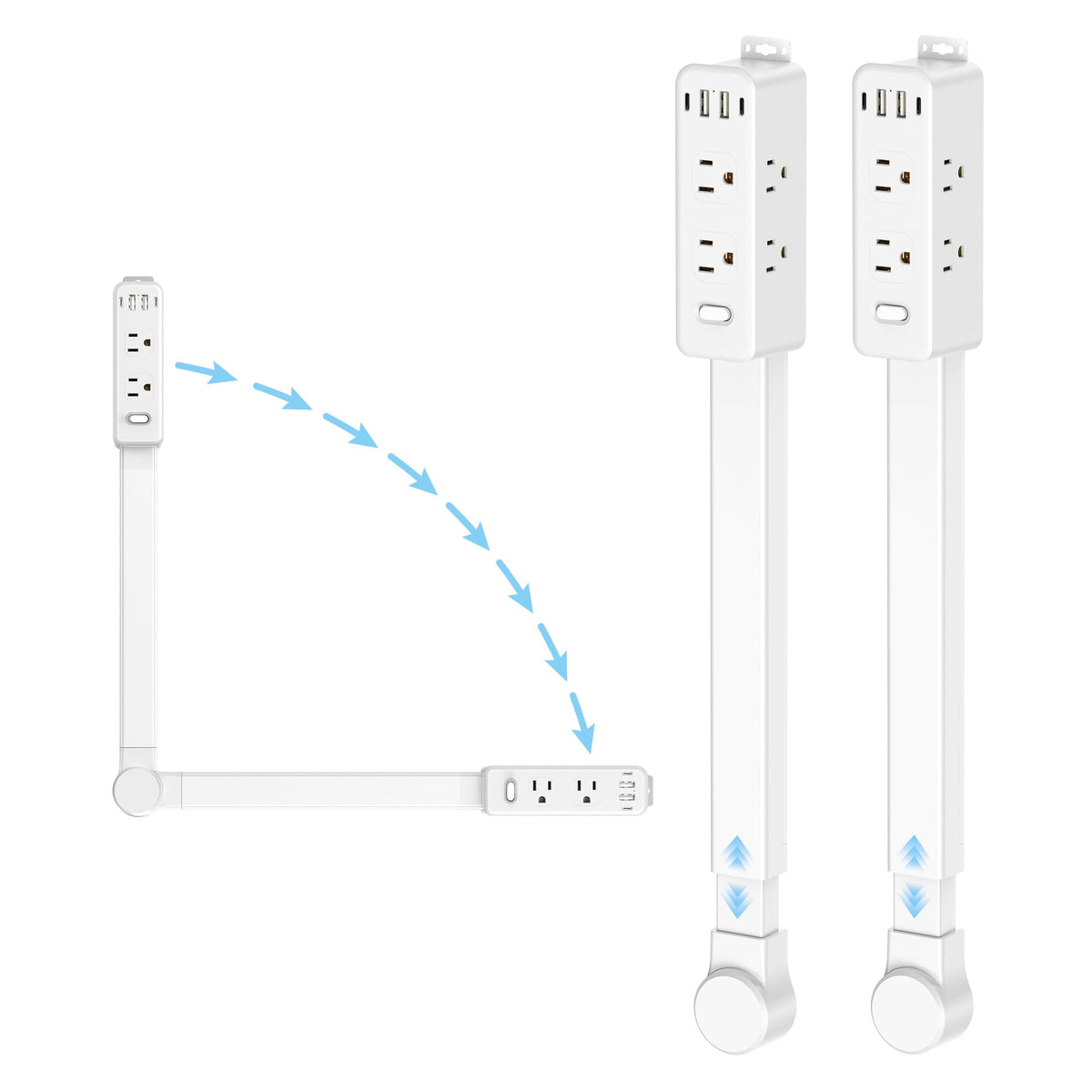 Olcorife outlet extender shows 22-34 inch reach for flexible home setup.