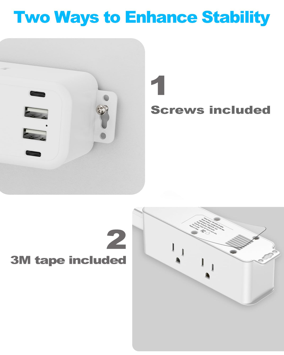 Olcorife wall-mount options keep cords organized and secure.