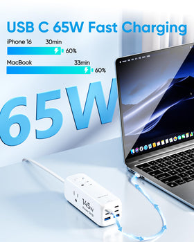 olcorife closeup of USB-C and USB-A ports highlighting high-speed charging support