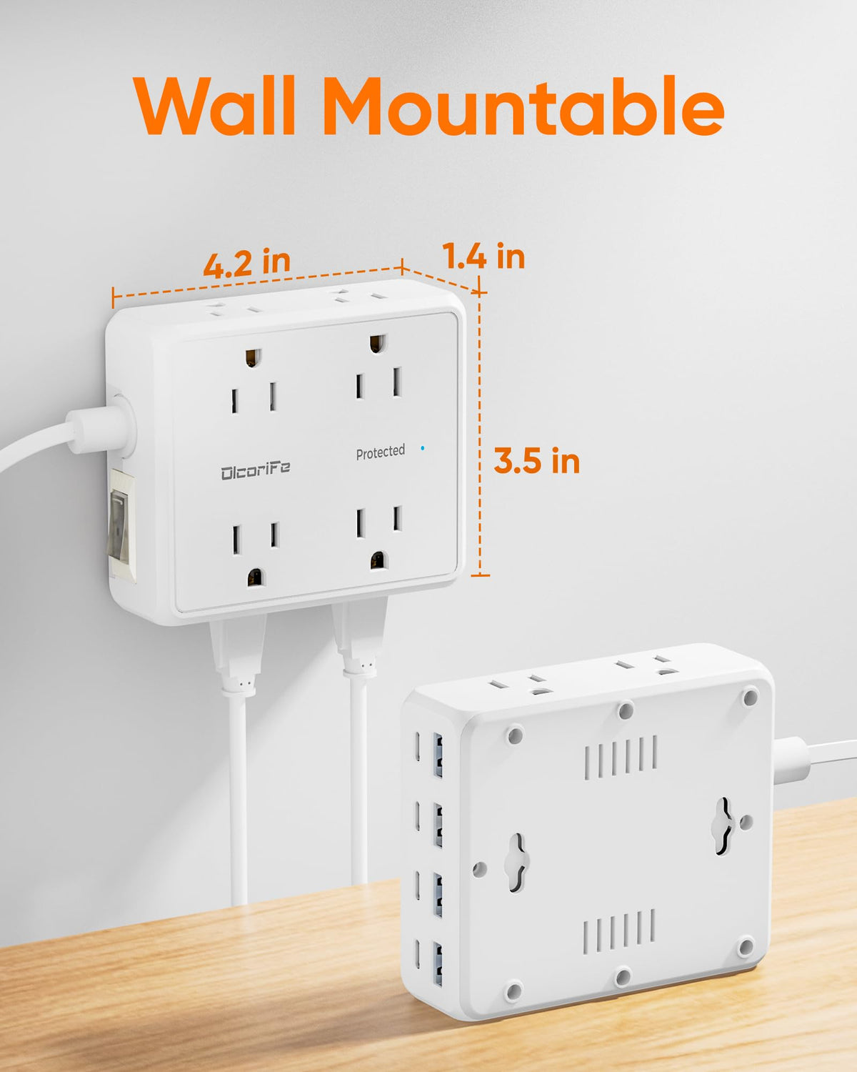 Olcorife wall-mount ready option supports a clean desk arrangement