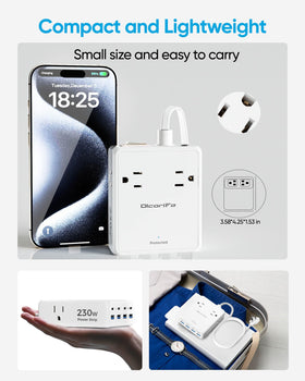 olcorife size comparison beside a smartphone showing compact travel-friendly scale