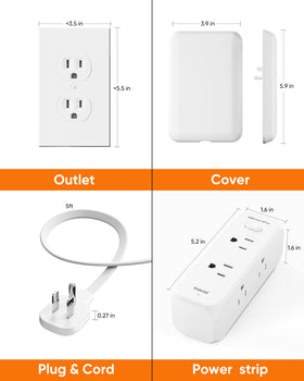 Olcorife space-saving power solution for tight spaces and tidy outlets.