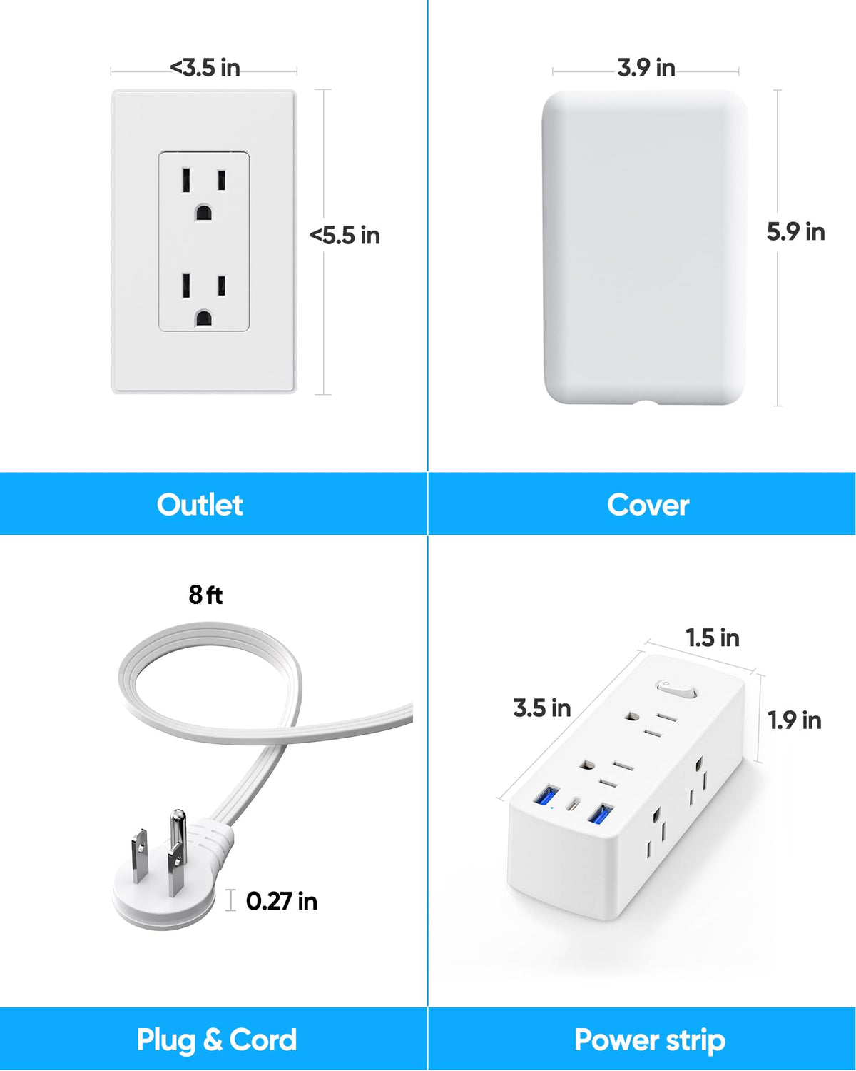 olcorife top view of AC sockets and USB ports enabling nine-device charging