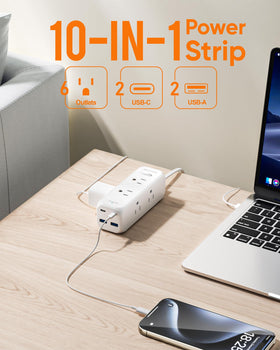 Olcorife power strip with USB-C ports for fast multi-device charging