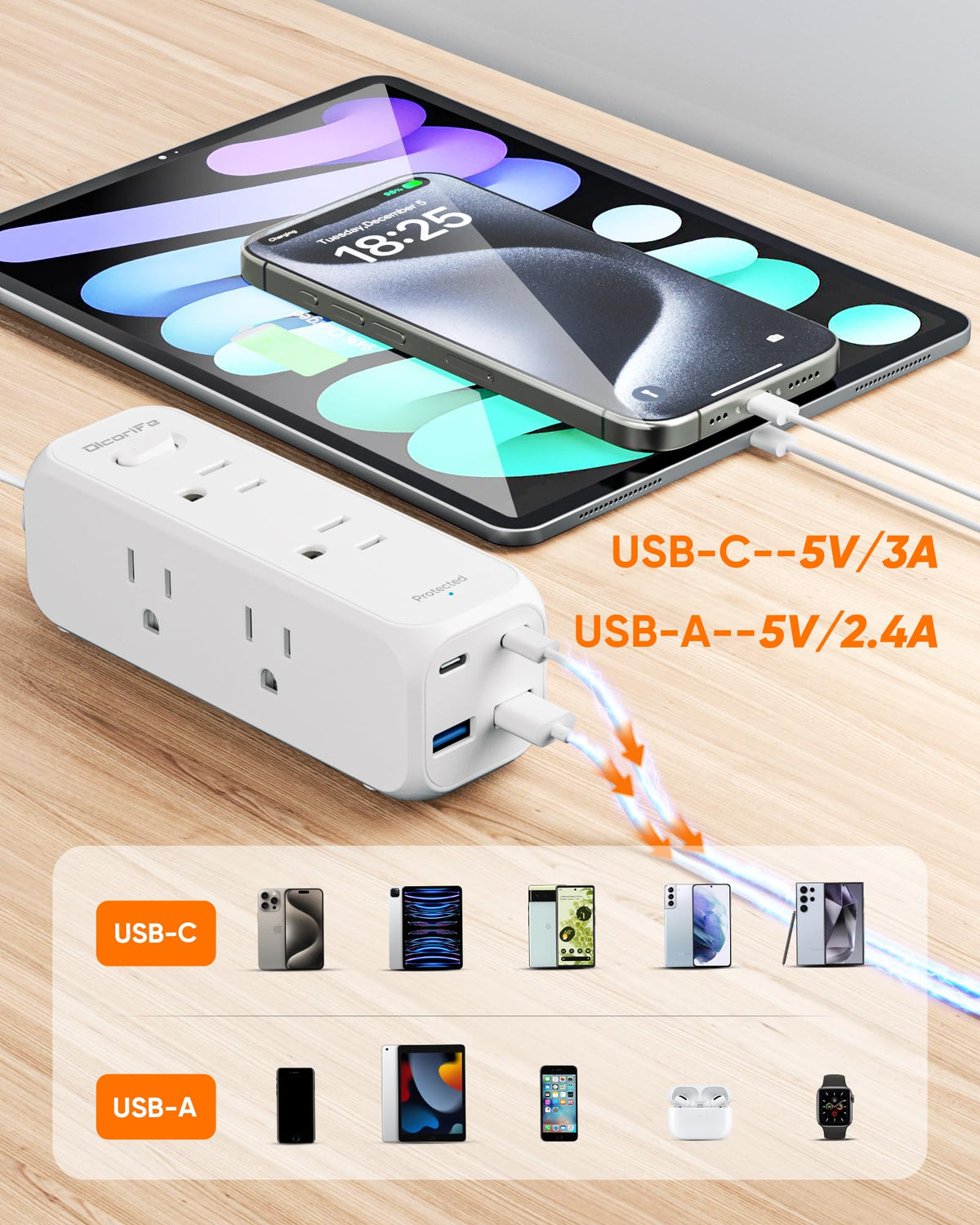 Olcorife wall-mount ready power strip for easy installation