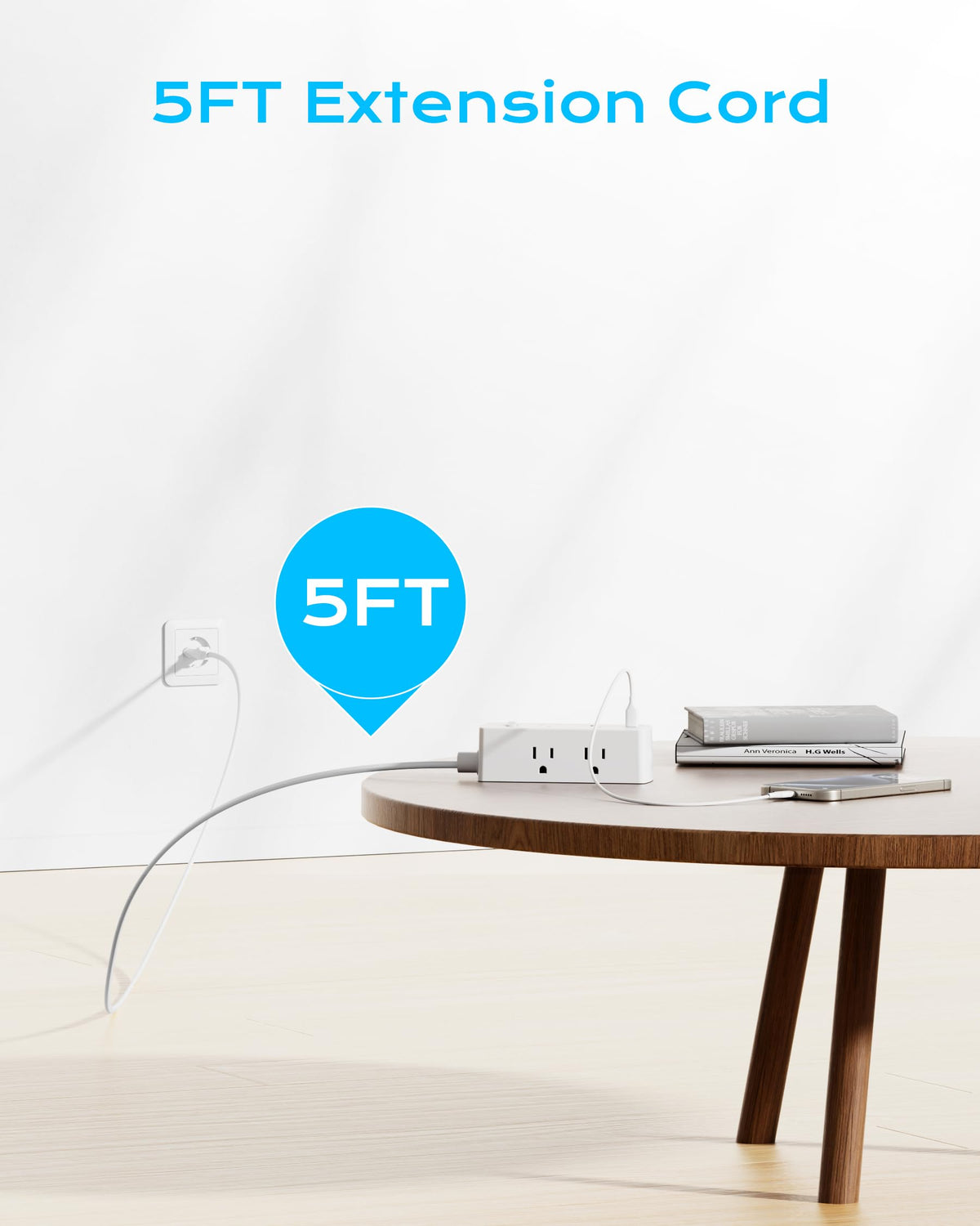 Olcorife wall-mount ready power strip ideal for home or office.
